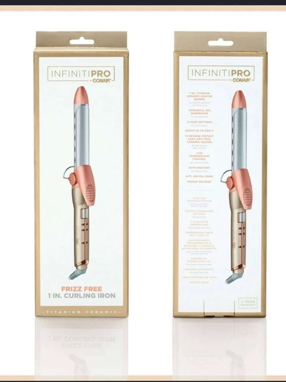 InfinitiPro 1¼" Rose Gold and Silver Curling Iron - Frizz Free